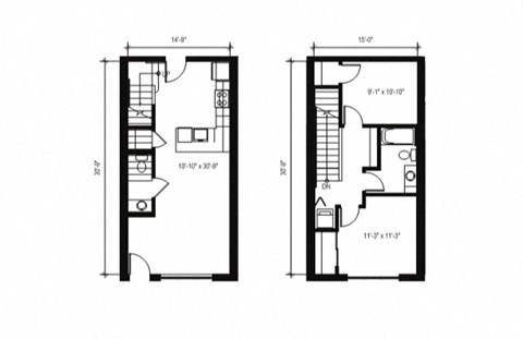 Stack House Apartments in Seattle, Washington 2x1.5 Townhome Floor Plan